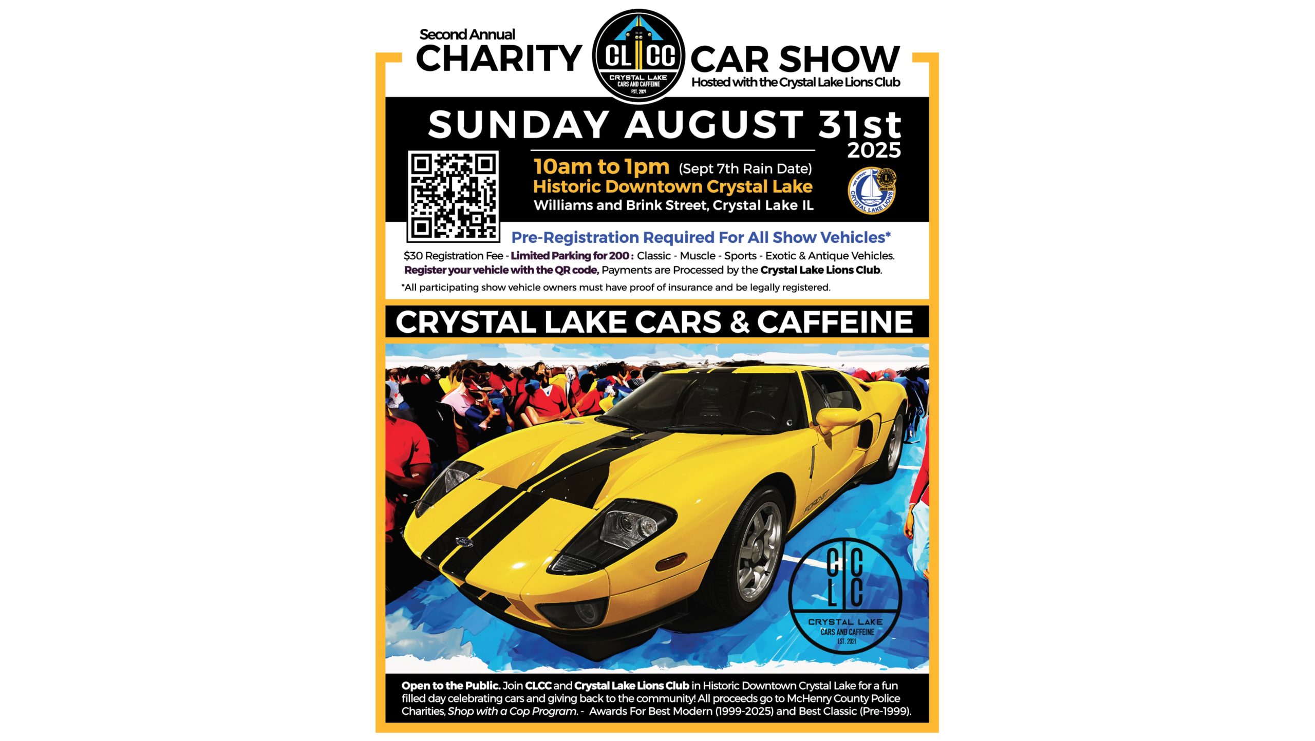 Crystal Lake Cars & Caffeine Charity Car Show