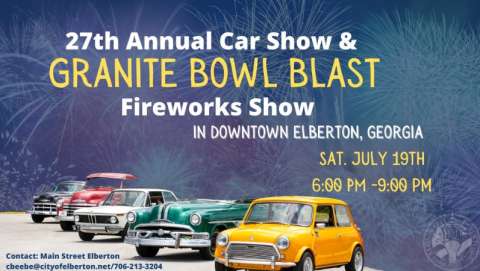 Elberton Cruise-In and Classic Car Show with Granite Bowl Blast