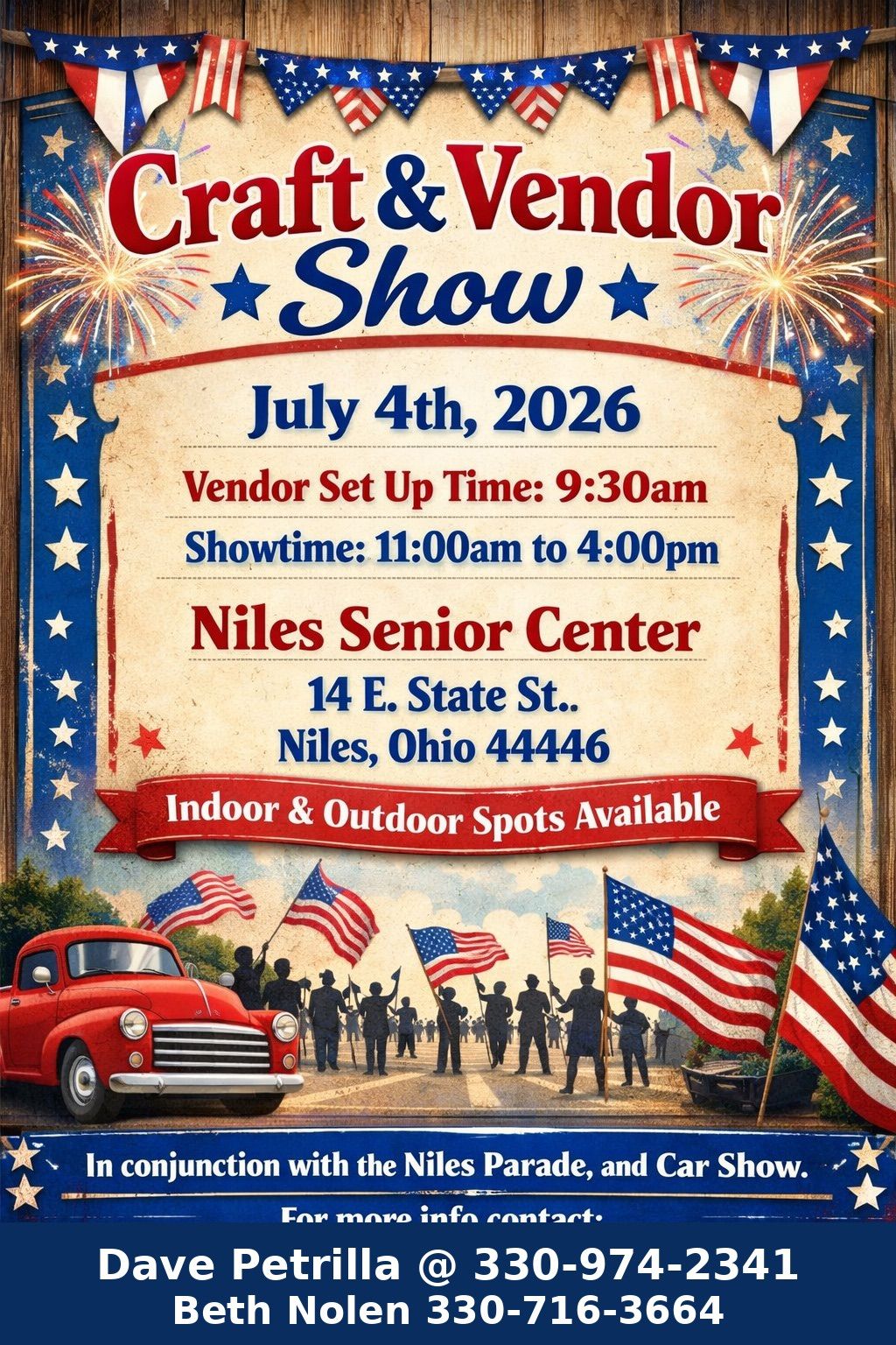 Craft & Vendor Show in conjunction with Parade, and Car Show.