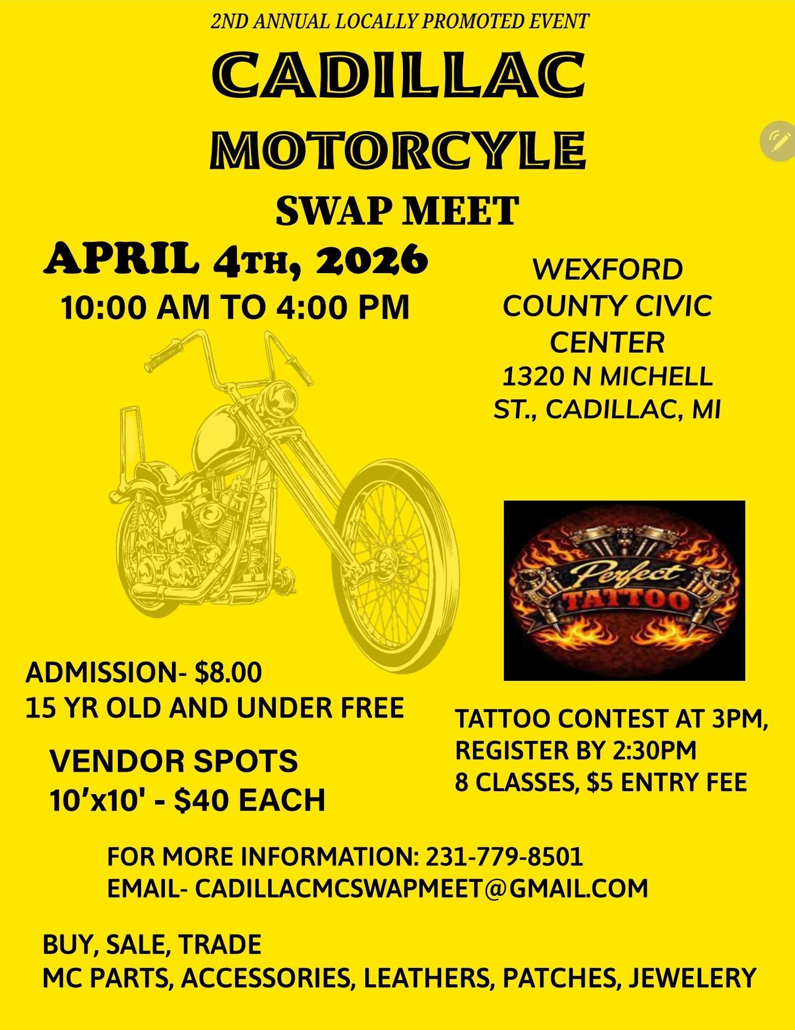 2nd Annual Cadillac Motorcycle Swap Meet - Cadillac, MI