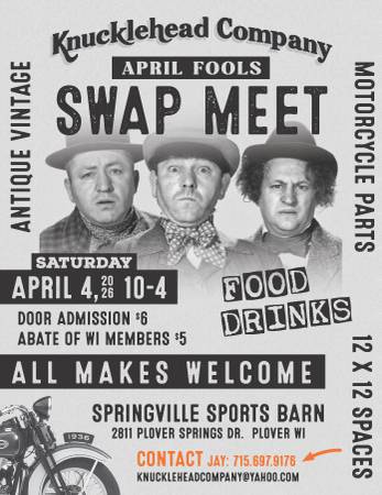 April Fools Swap Meet April 4th 2026 - motorcycle parts - by owner - vehicle automotive bike...