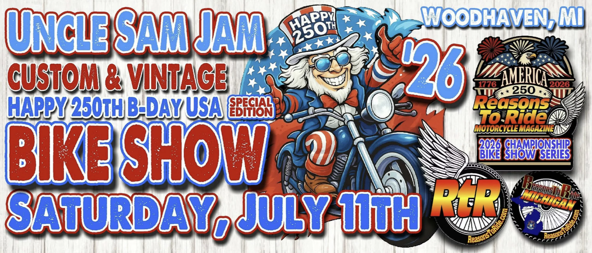 Uncle Sam Jam Motorcycle Event 2026 | July 11, 2026 | woodhaven