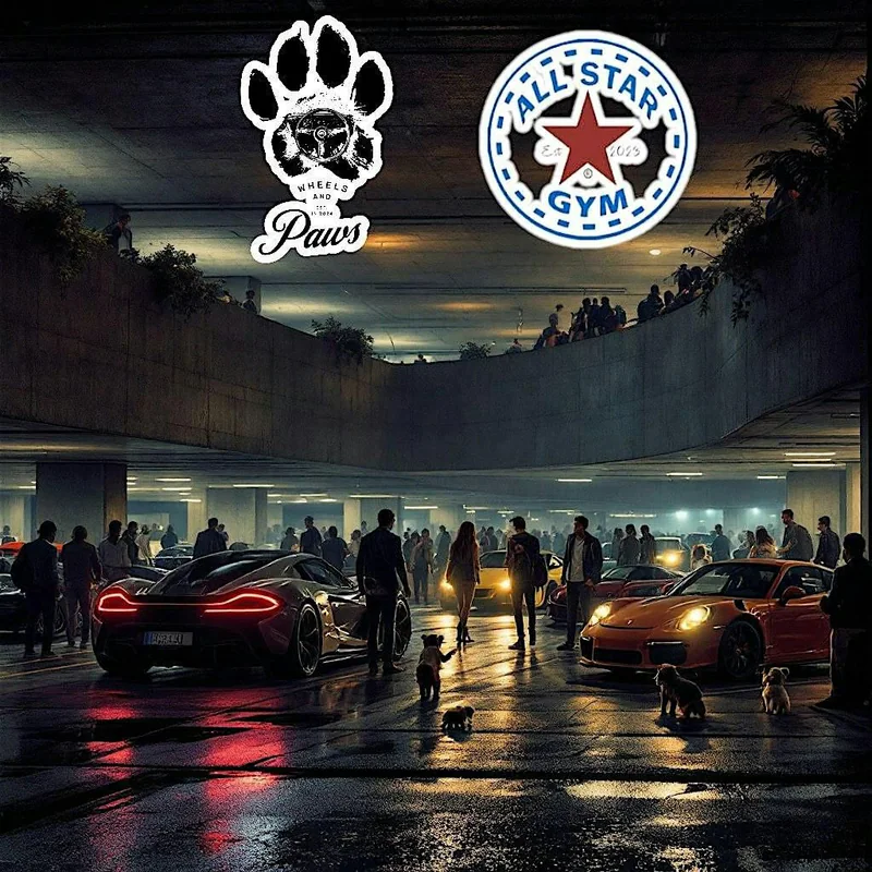 Wheels and Paws and All Star Gym presents The parking garage Car Party