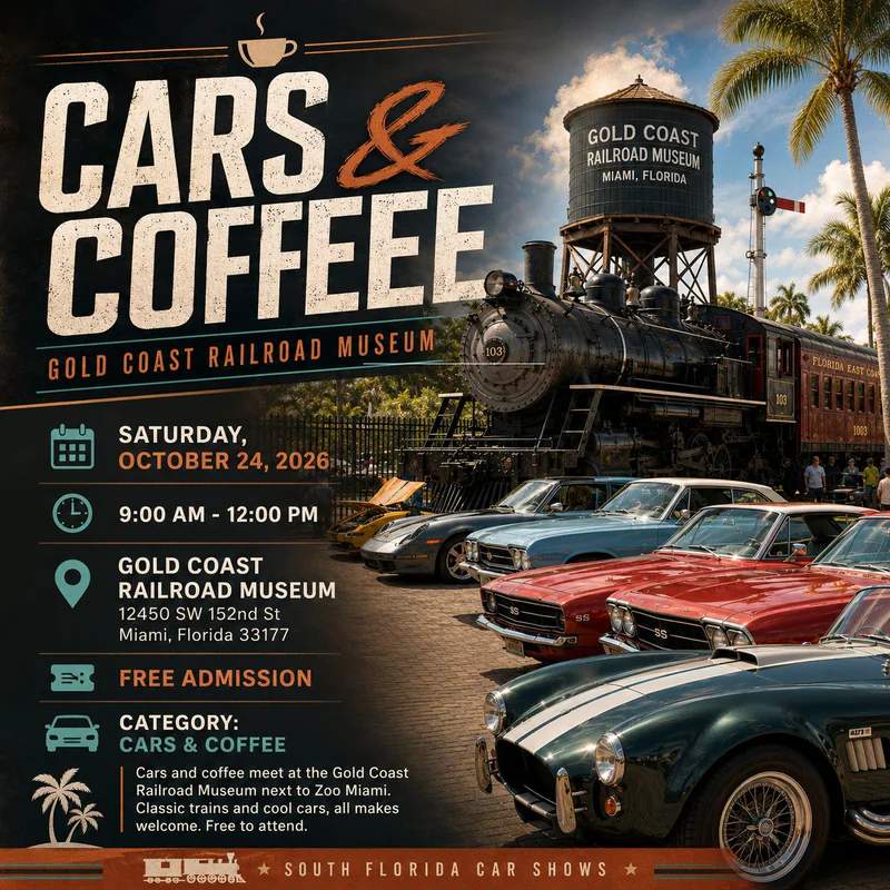 Cars & Coffee at Gold Coast Railroad Museum