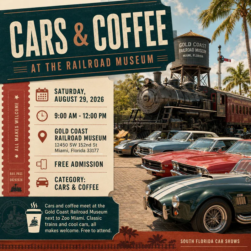 Cars & Coffee at Gold Coast Railroad Museum