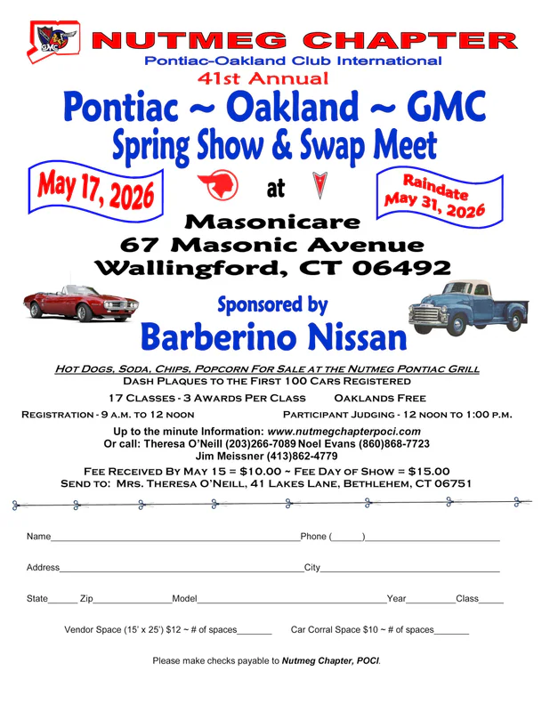 41st Annual All Pontiac, Oakland & GMC Spring Car Show