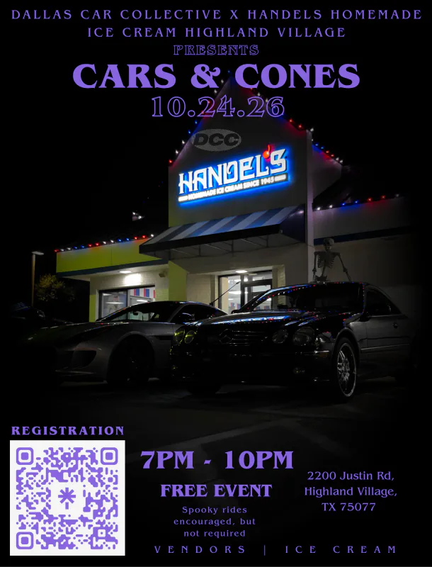 Dallas Car Collective x Handel's Homemade Ice Cream: 10/24 Cars & Cones
