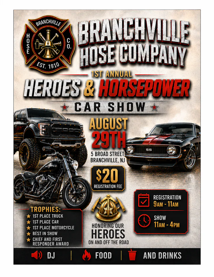 BRANCHVILLE HOSE COMPANY 1 CAR, TRUCK AND BIKE SHOW