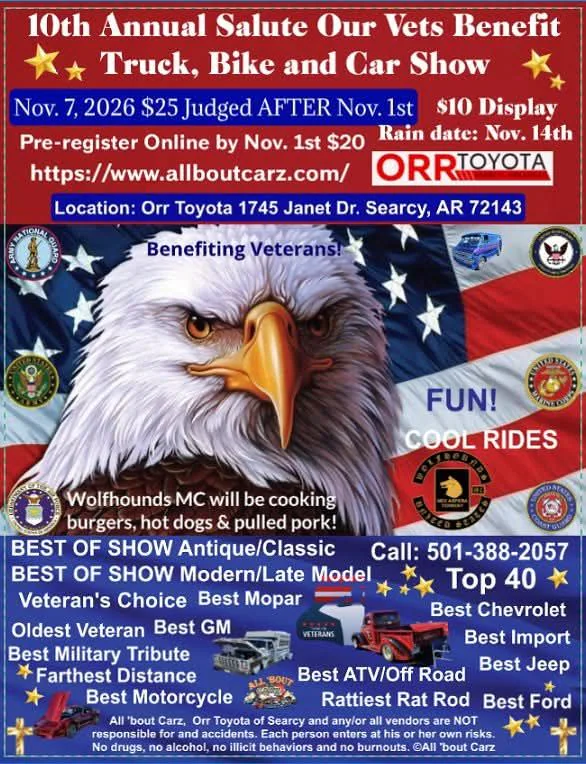 10th Annual Salute Our Vets Truck, Bike, and Car show